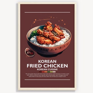 KOREANISCHES braten Huhn Minimalist Poster | Wand Kunst Dekor | Digitale Drucke Poster Kunst Illustration | Sofort Download