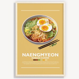 KOREANISCHES NAENGMYEON POSTER | Minimalistische Ramen Wand Kunst Dekor | Digitale Drucke Poster Kunst Illustration | Sofortdownload | Kalte koreanische Nudeln