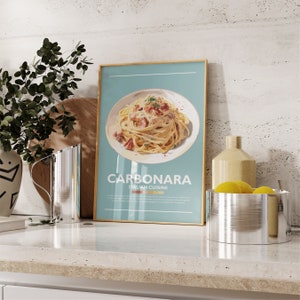 ITALIENISCHES CARBONARA POSTER | Minimalistisches Wand-Kunst-Dekor | Digitale Drucke Poster Kunst Illustration | Sofort Download