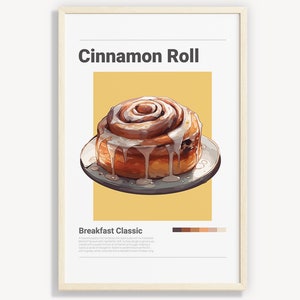 CINNAMON ROLL POSTER | Breakfast Poster | Minimalist Wall Art Decor | Digital Prints Poster Art Illustration | Instant Download