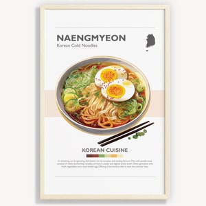 KOREANISCHES NAENGMYEON POSTER | Minimalistische Ramen Wand Kunst Dekor | Digitale Drucke Poster Kunst Illustration | Sofortdownload | Kalte koreanische Nudeln
