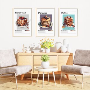 BREAKFAST POSTER BUNDLE | Waffles, Pancakes, French Toast, Minimalist ...