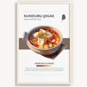 KOREANISCHES SUNDUBU JJIGAE Minimalistisches weiches Tofu-Eintopf-Poster | Wand Kunst Dekor | Digitale Drucke Poster Kunst Illustration | Sofort Download