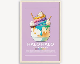 HALO HALO POSTER | Minimalist Philippines Food Wall Art Decor | Digital Prints Poster Art Illustration