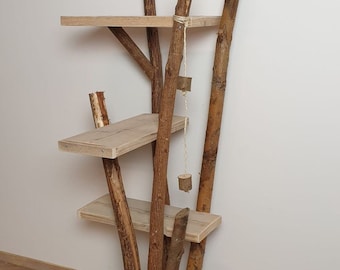 Handgemaakte krabpaal - 160x65x65 cm.1 ligplank van 48x29 cm. 2 opstap plankje - one of one made