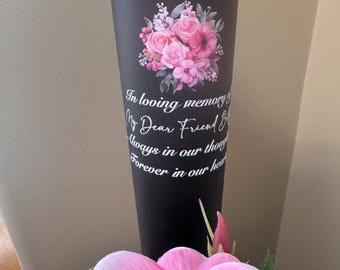 Large Personalised Cemetery Vase | Remembrance Vase | In Memory Of | Memorial Vase | Cemetery Flower Vase with Spike