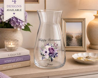 Personalised Retirement Glass Vase | Custom Leaving Gift | Flower Vase Keepsake