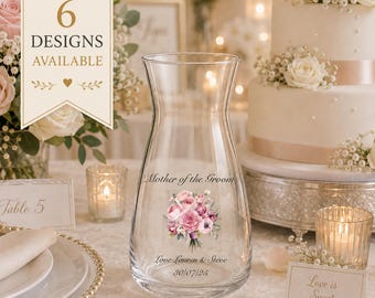 Personalised Mother of the Bride or Groom Glass Vase | Wedding Thank You Gift | Custom Names