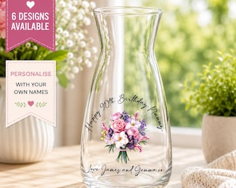 Milestone Birthday Vase, Personalised Glass Keepsake with Custom Name & Age