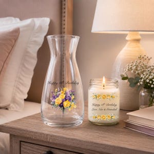Personalised Happy Birthday Candle and Vase Gift Set | Birthday Gift | 30th | 40th | 50th |60th |80th | 90th | 100th | Milestone Birthday image 7