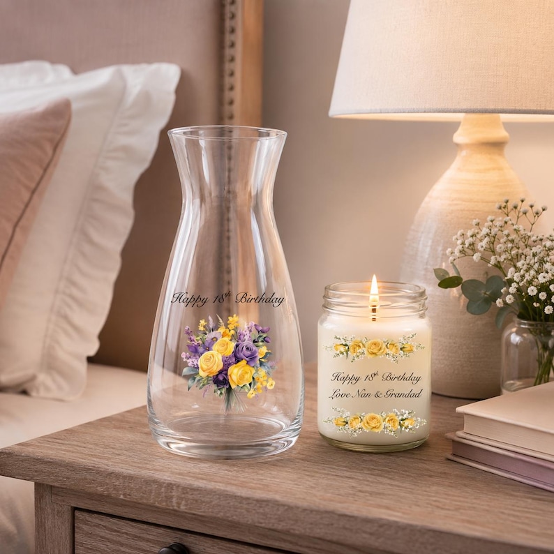 Personalised Happy Birthday Candle and Vase Gift Set | Birthday Gift | 30th | 40th | 50th |60th |80th | 90th | 100th | Milestone Birthday image 7