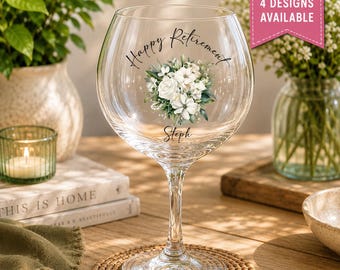 Personalised Retirement Gin Glass | Custom Leaving Gift | Colleague Retirement Present