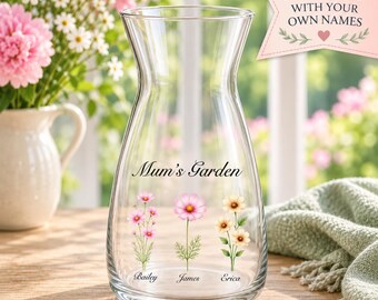 Personalised Mum's Garden Flower Vase | Nana or Grandma Gift | Grandchildren Names