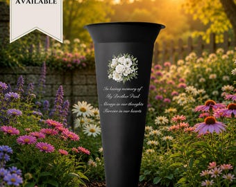 Large Personalised Cemetery Vase | Remembrance Vase | In Memory Of | Memorial Vase | Cemetery Flower Vase with Spike