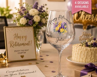 Personalised Retirement Wine Glass | Custom Leaving Gift | Colleague Keepsake