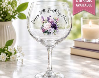 Personalised Birthday Gin Glass | Custom Name & Age | Milestone Birthday Present