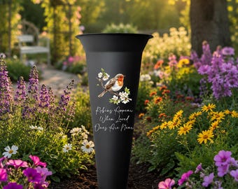 Large Robin Cemetery Vase | Robins Appear When Loved Ones Are Near | Memorial Spike Vase