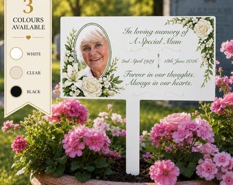 Personalised Photo Memorial Grave Marker | Custom Cemetery Plaque | Outdoor Memorial