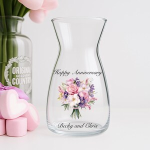 Personalised Anniversary Glass Vase | Anniversary Gift | Unique Personalised Gift | Personalised Flower Vase | Gift for Wife | Couples Gift
