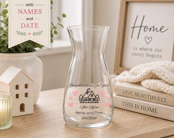 Personalised New Home Glass Vase | Housewarming Gift | First Home Keepsake