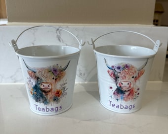 Highland cow teabag tidy - Perfect for storing used teabags. Farmhouse kitchen, country kitchen. Highland Cow Gifts.