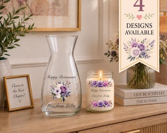 Birthday Candle and Glass Vase Gift Set | Personalised Name and Age | Milestone Birthday Keepsake