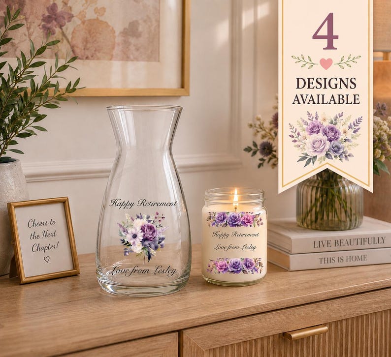 Personalised Happy Birthday Candle and Vase Gift Set | Birthday Gift | 30th | 40th | 50th |60th |80th | 90th | 100th | Milestone Birthday image 1