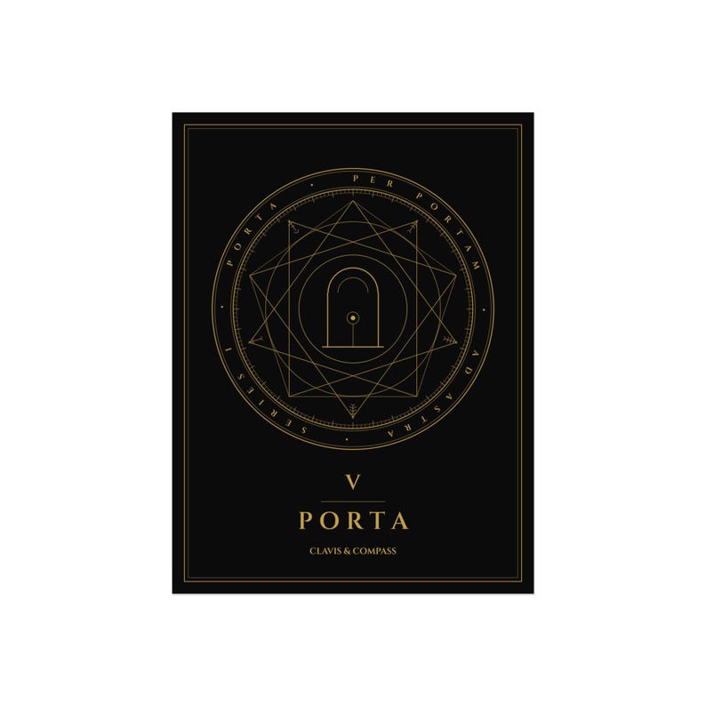 Lámina artística Porta Seal — Geometría sagrada dorada sobre fondo negro, 12 × 16 o 18 × 24 pulgadas imagen 1