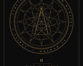 Cinco láminas con sellos de geometría sagrada — Oro sobre negro, Serie I (Descarga digital)