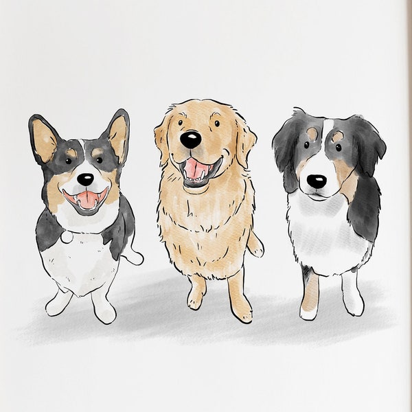 Pet Watercolor Portrait, Dog Portraits from Photos, Dog Painting, Pet Loss Gift, Pet Memorial Gift, Watercolor Illustration, Minimal Art
