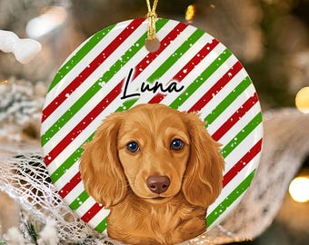 Dog Ornament Personalized, Pet Portrait Ornament for Dog Lovers, Pet Memorial Keepsake Ornament, Christmas Tree Decor