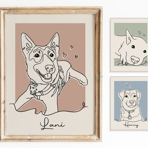 Custom Dog Line Art Portrait, Drawing Sketches from photo, Dog Art, Cat Art, Custom Pet Line Art, Wall Decor, Dog Dad Gift, Custom Gift