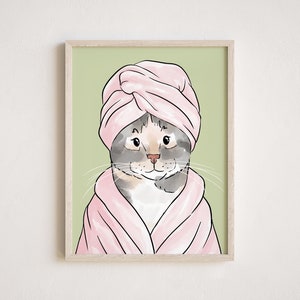 Personalized Pet in Bathtub Portrait, Kids Bathroom Art, Custom Dog Portrait From Photo, Funny Bathroom Art Print, Pet Bathroom Portrait