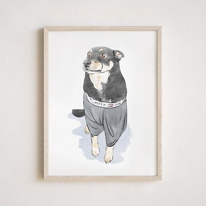 Custom Watercolor Pet Portrait, Dog Portrait from Photos, One Line Art, Personalized Dog Print, Pet Drawing, Pet Painting, Meme Art