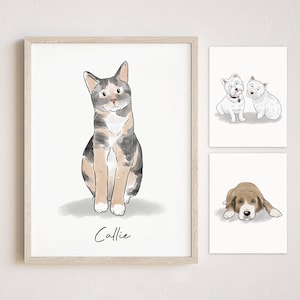 Dog Portraits from Photos,  Pet Memorial Gift, Pet Watercolor Portrait, Dog Painting, Watercolor Illustration, Pet Loss Gift, Minimal Art