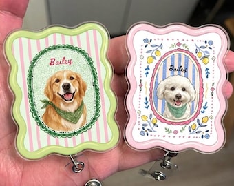 Custom Cut Badge Reel, Personalized Dog Portrait Badge Reel, Nurse Badge Reel, RN Gifts