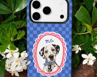Custom Pet Phone Case, Personalized Dog Watercolor Portrait Phone Case, Pet Lover Gift for Dog Mom Cat Mom, iPhone Samsung Galaxy Case Cover