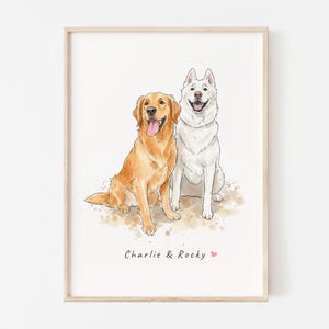 Custom Watercolor Pet Portrait, Dog Memorial Portrait from Photo, Custom Dog or Cat Remembrance Gift, Pet Memorial Gifts