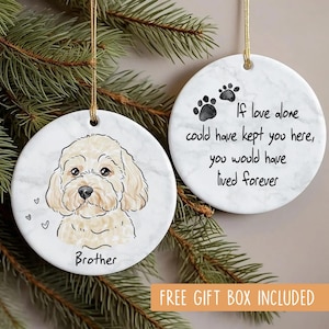Pet Memorial Ornament, Pet Bereavement Gift, Pet Portrait Watercolor Line Art, Pet Loss, Cat Loss Dog Loss Gift, Pet Sympathy Gift, Engraved