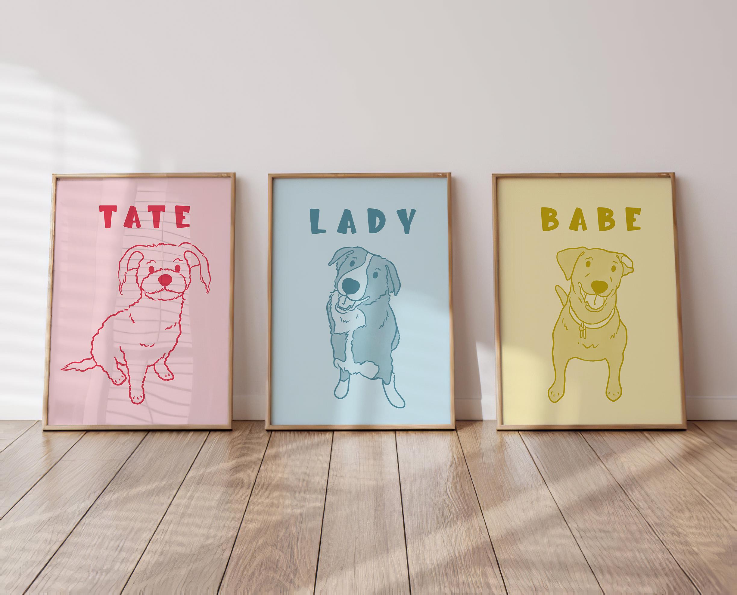 Custom Line Pet Portrait From Photo, Personalized Badly Drawn Pet Art ...