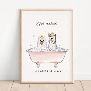 Custom Pet Bathroom Wall Art, Dog Bathtub Portrait From Photo, Wash Your Paws Print, Funny Powder Room Decor, Personalized Dog Poster Gift image 5