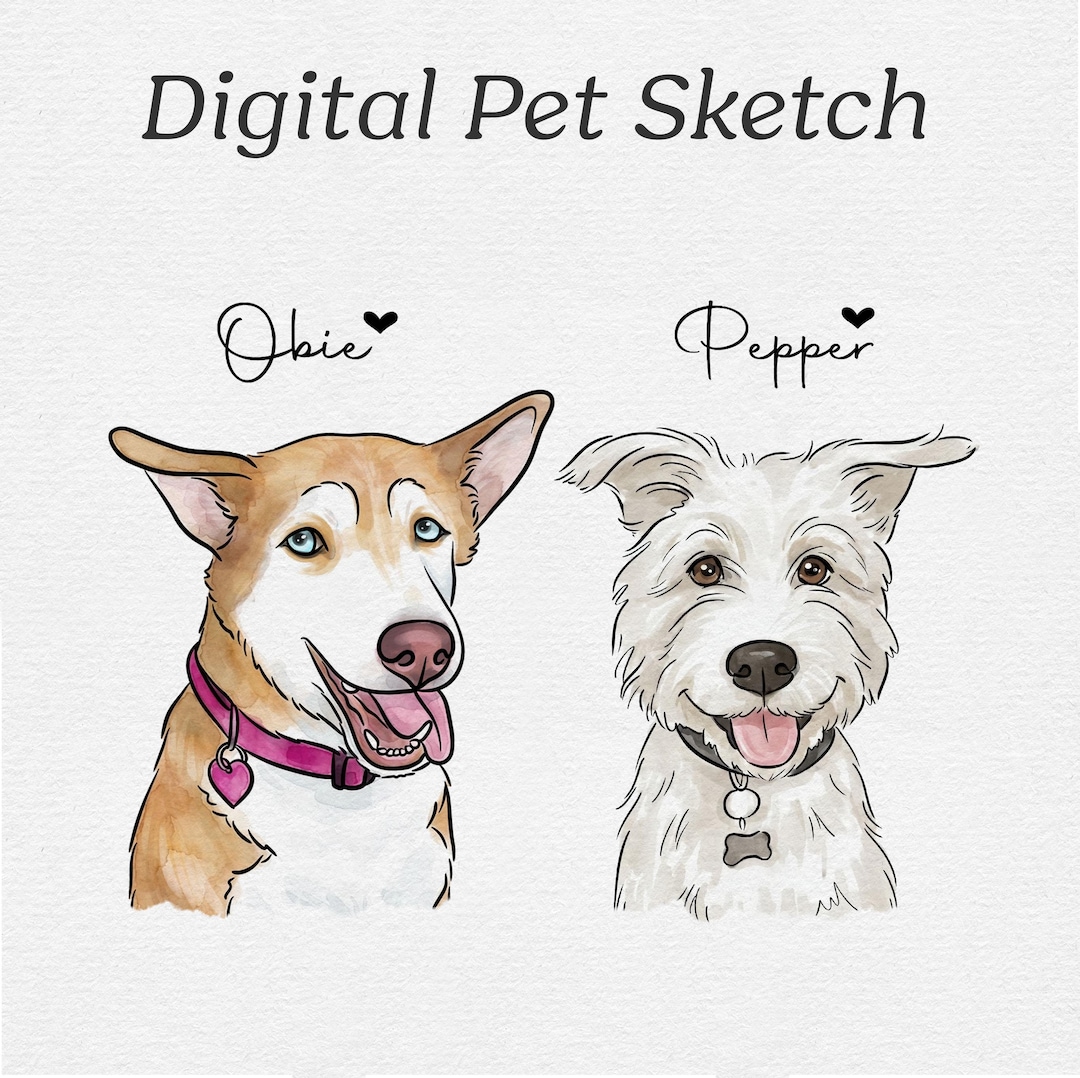 Custom Watercolor Pet Portrait, Personalized Dog Portrait From Photo ...