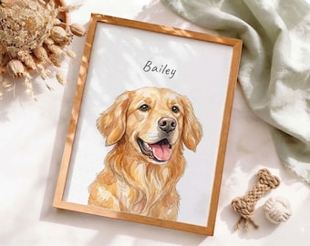 Custom Watercolor Pet Portrait, Dog Memorial Portrait from Photo, Custom Dog or Cat Remembrance Gift, Pet Memorial Gifts
