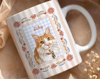 Custom Pet Mug, Personalized Dog Cat Portrait Mug, Pet Mug for Dog Lovers, Cat Mom Gift, Dog Mom Gifts