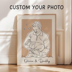 Custom Line Art, Custom Dad Line Drawing From Photo, Father's Day Gift for Dad, Dad and Kids Portrait, Gift For Him/Husband, New Dad Gift
