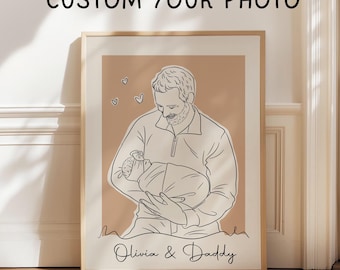 Custom Line Art, Custom Dad Line Drawing From Photo, Father's Day Gift for Dad, Dad and Kids Portrait, Gift For Him/Husband, New Dad Gift