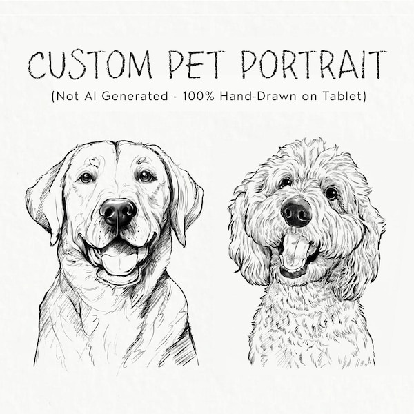 Retrato de animal de estimação personalizado, retrato de cachorro personalizado a partir de foto, desenho de cachorro e gato, arte de linha personalizada
