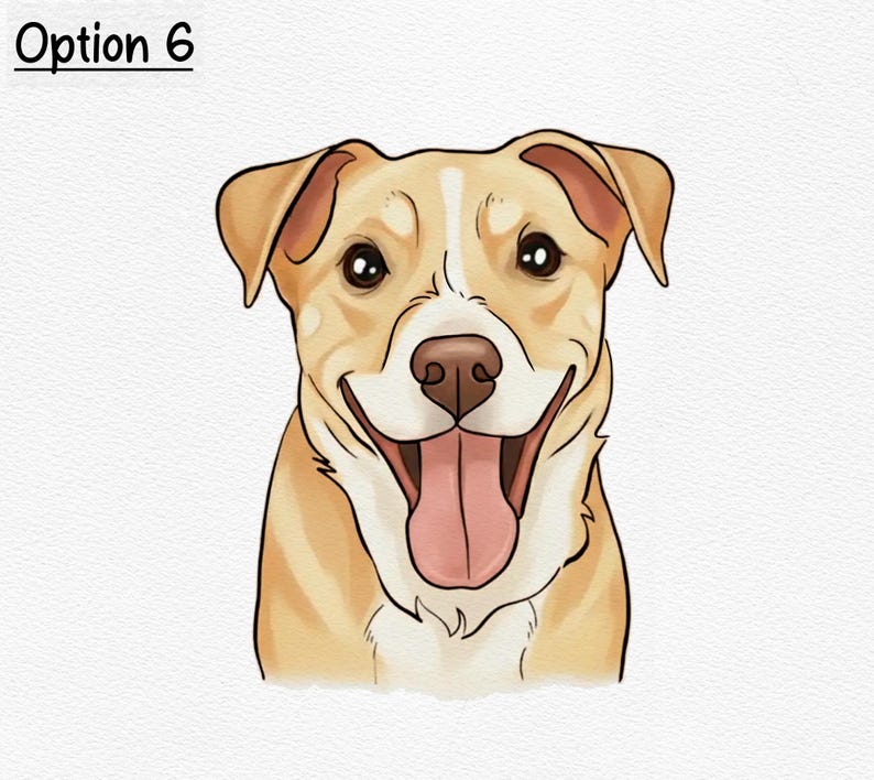 Custom Pet Drawing from Photo, Custom Dog Art Print, Personalized Dog Memorial Gift, Custom Pet Portrait Option 6