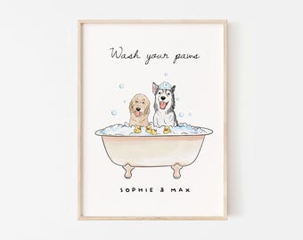 Custom Pet Bathroom Wall Art, Dog Portrait From Photo, Dog Bathroom Print, Funny Bathroom Wall Art