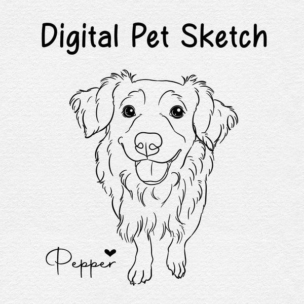 Custom Pet Line Drawing, Digital Pet Outline , Custom Pet Outline Drawing, Simple Pet Sketch, Pet Sketch From Photo, DIGITAL FILE ONLY